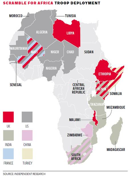 Map of Foreigh troops in Africa